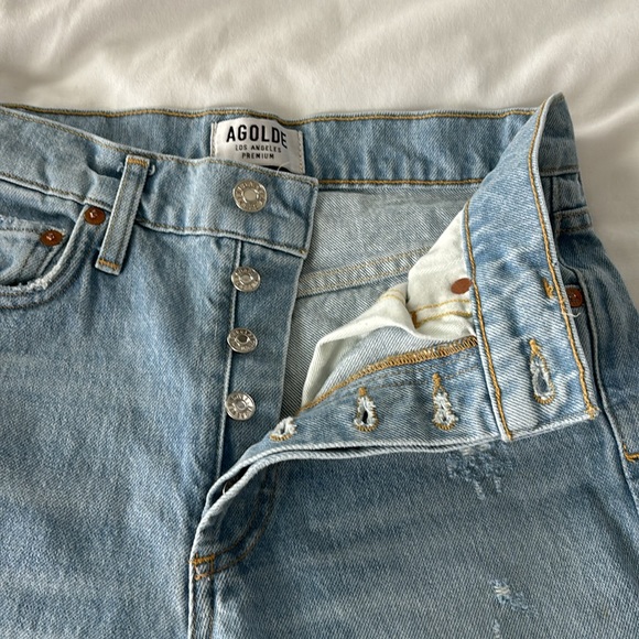 AGOLDE Jamie High Rise Classic Jeans Distressed Ever More Size 24 Light Wash - Picture 7 of 14